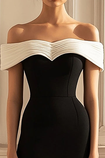 Off The Shoulder Black Bodycon Graduation Dress